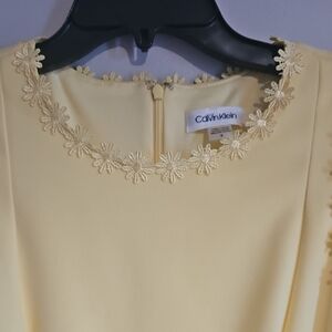 Calvin Klein Light Yellow Dress with Floral Detail